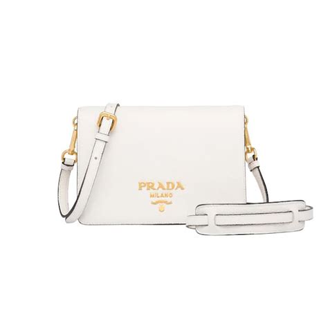 white calf leather shoulder bag prada